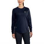 CARHARTT FR 6.75oz DK NAVY LADIES L / S CREW NECK T-SHIRT